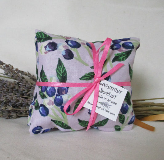 Maine Balsam Fir Sachet set of 3 Blueberry Fabric Ready to Ship