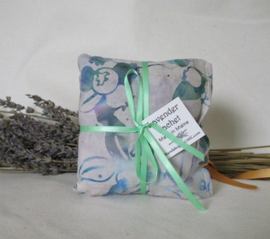 Maine Balsam Fir Sachet set of 3 Blueberry Batik Fabric Ready to Ship