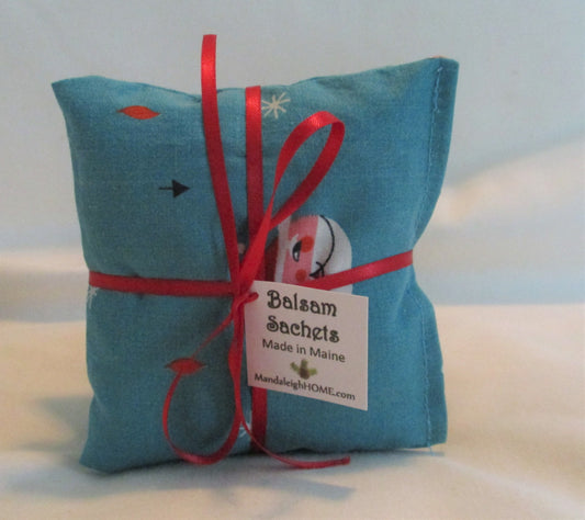 Santa Face on Teal Blue Balsam Sachet in Set of 3 Ready to Ship