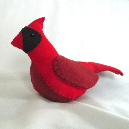 Rustic Red Cardinal Toy/ Decoration in Felt State Bird for Illinois Indiana Kentucky North Carolina Ohio Virginia West Virginia