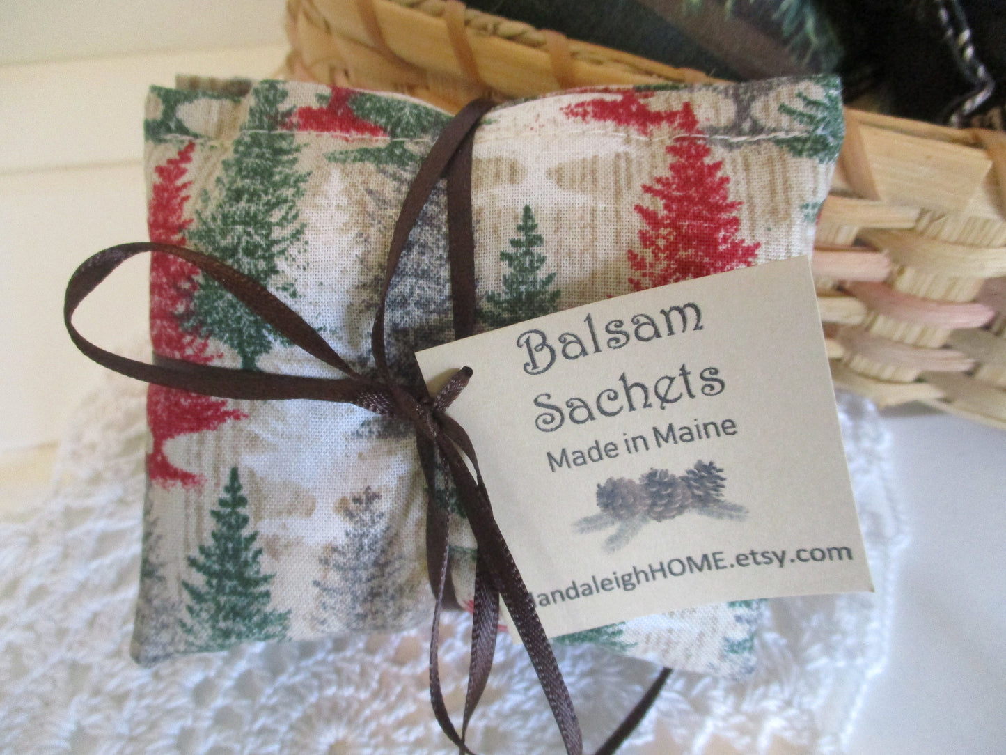 Wholesale Bulk order of 25 Sets of 3 Balsam Sachets with Christmas Theme Ready to Ship Free Shipping Holiday Sale Price