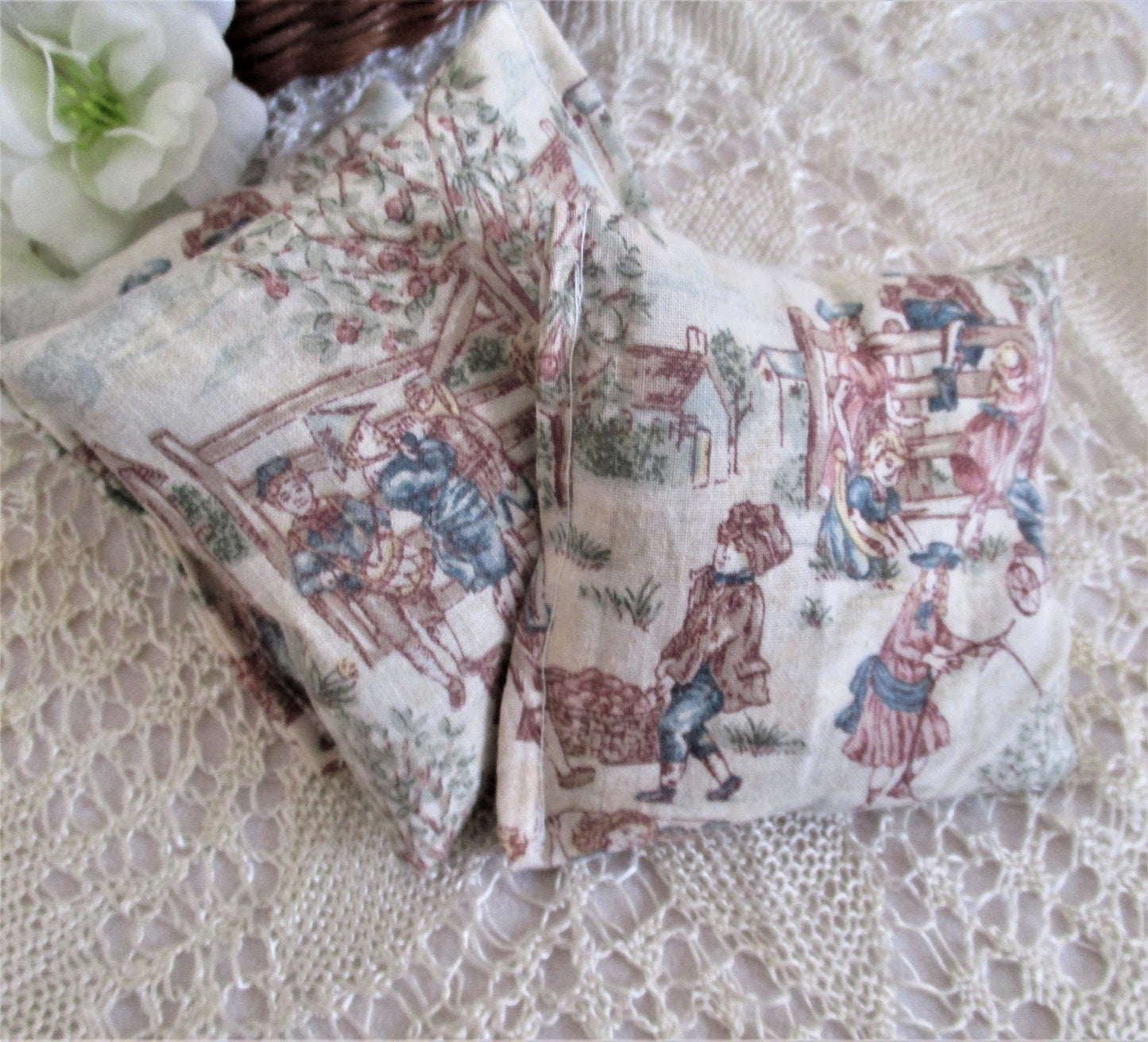 Toile Style Children at Play in Pastel Colors Blue Pink Green Ready to Ship