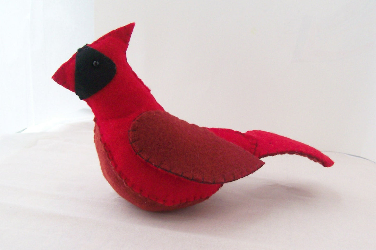 Rustic Red Cardinal Toy/ Decoration in Felt State Bird for Illinois Indiana Kentucky North Carolina Ohio Virginia West Virginia