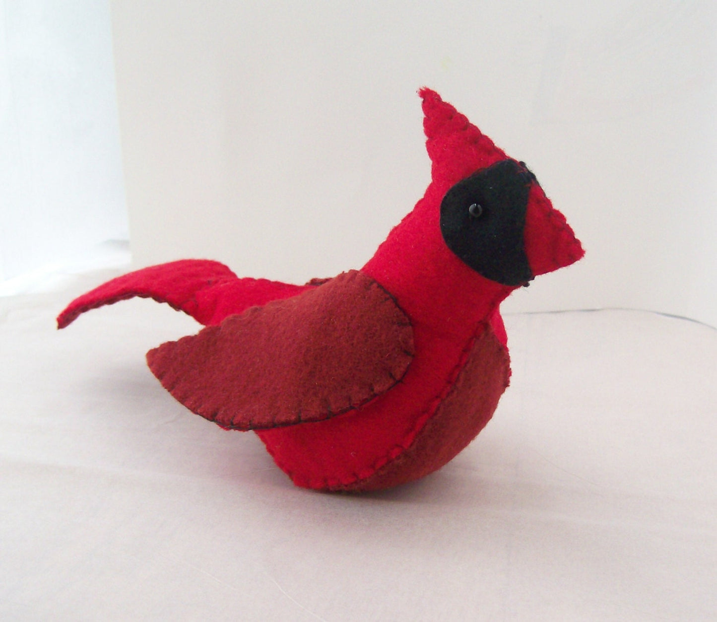 Rustic Red Cardinal Toy/ Decoration in Felt State Bird for Illinois Indiana Kentucky North Carolina Ohio Virginia West Virginia