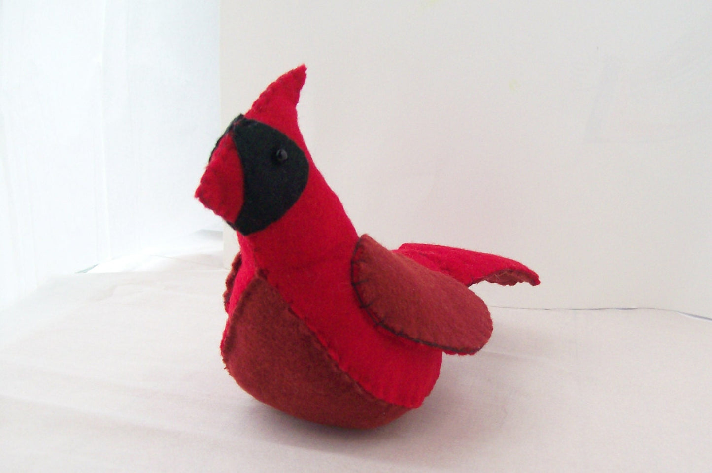 Rustic Red Cardinal Toy/ Decoration in Felt State Bird for Illinois Indiana Kentucky North Carolina Ohio Virginia West Virginia