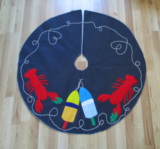 Lobster and Buouy Christmas Tree Skirt 36 inch diameter