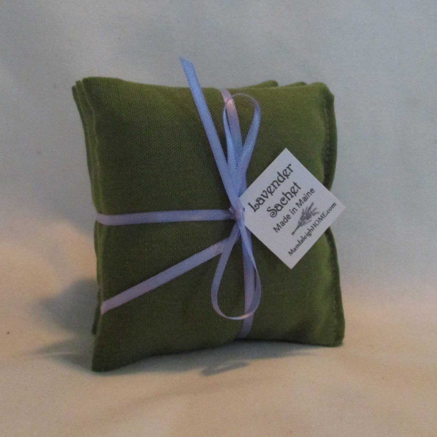 Natural White, Mustard Yellow, Burgundy Red or Coffee Brown Homespun Style Linen Blend Fabric Sachet Set of 3 in Balsam or Lavender