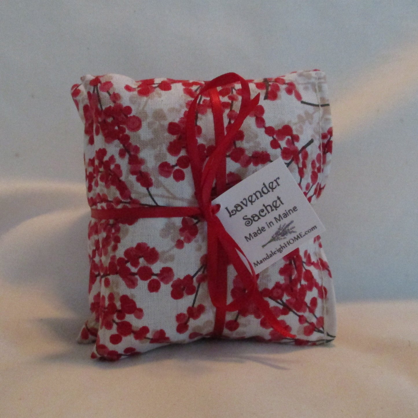 Maine Balsam Fir Red Berries on Branch Sachet Set of 3 Pine Scent Ready to Ship