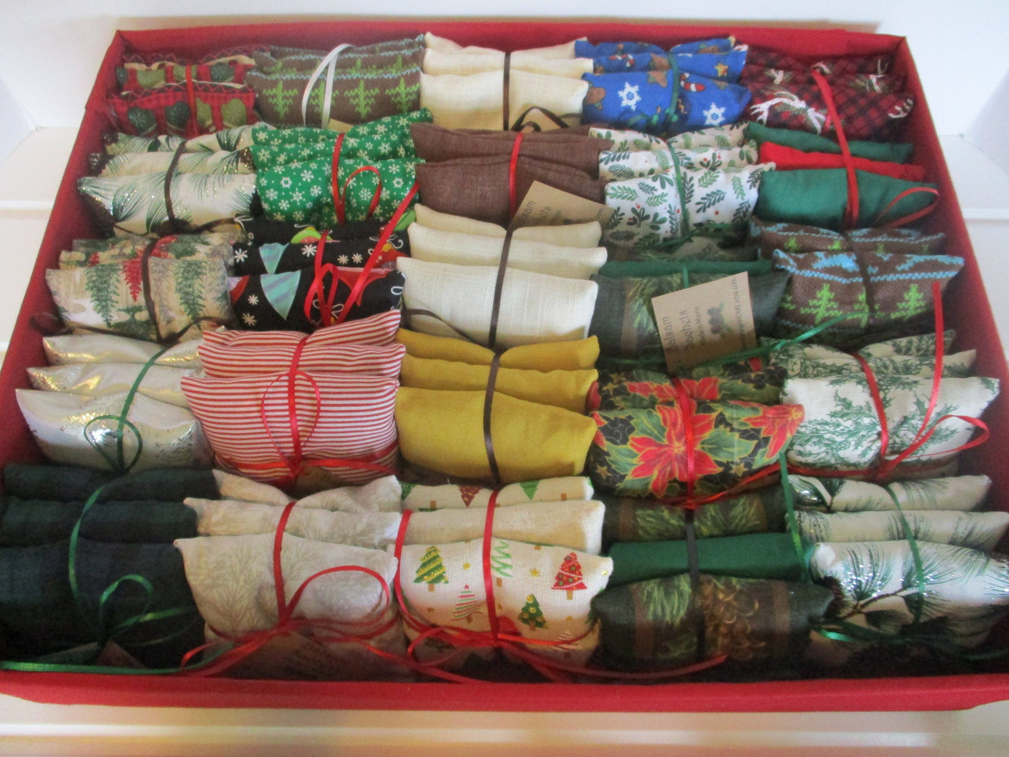 Wholesale Bulk order of 25 Sets of 3 Balsam or Lavender Sachets with Linen Fabric