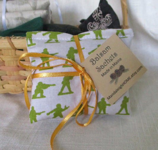 Maine Balsam Fir Military Soldier Stocking Stuffer Sachet Set of 3 choose from Pine or Lavender Ready to Ship