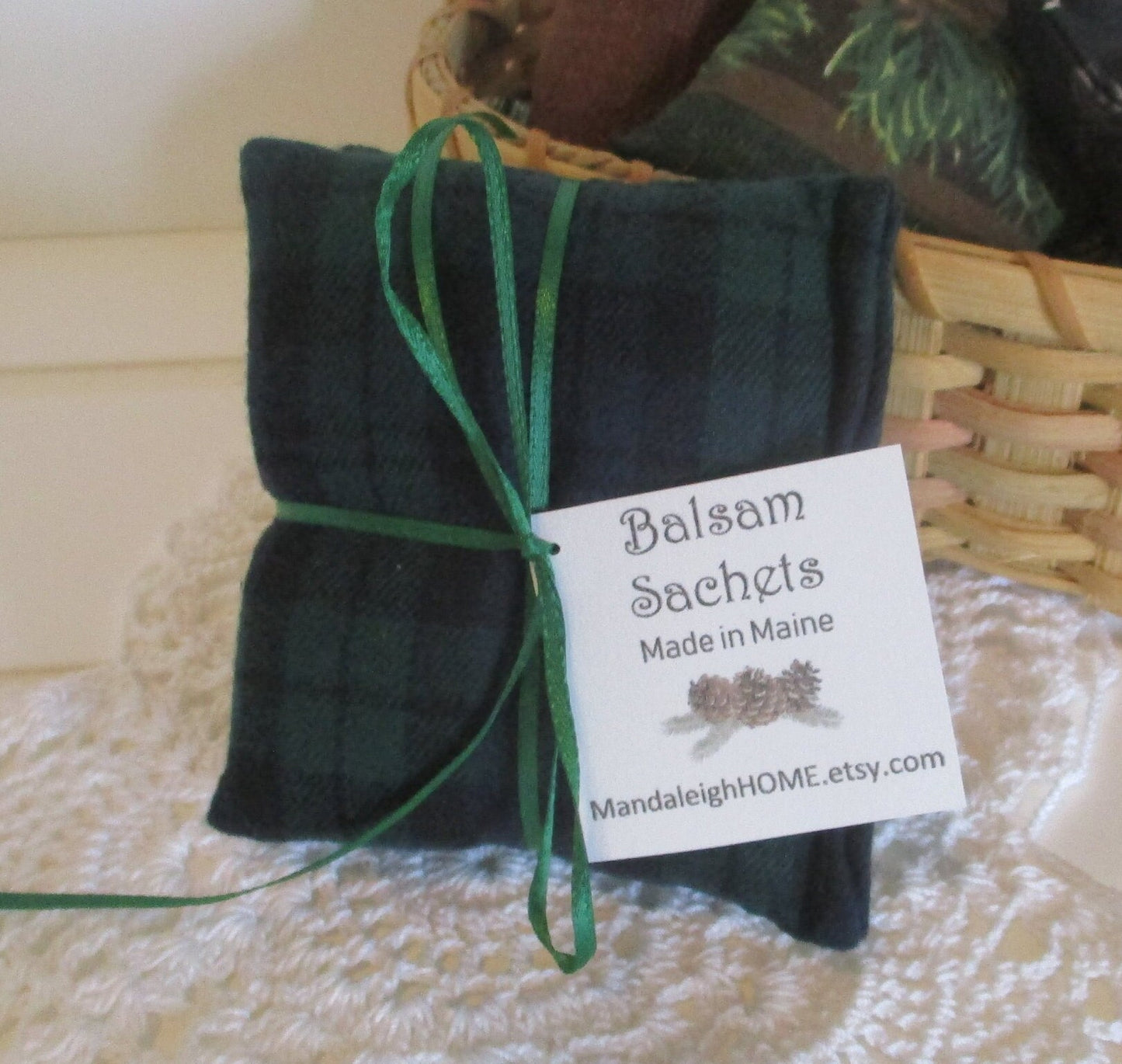 Black Watch Tartan Plaid Sachet Set of 3 Balsam Pine, Lavender, or Cedar Scent Ready to Stocking Stuffer Free Shipping Ready to Ship