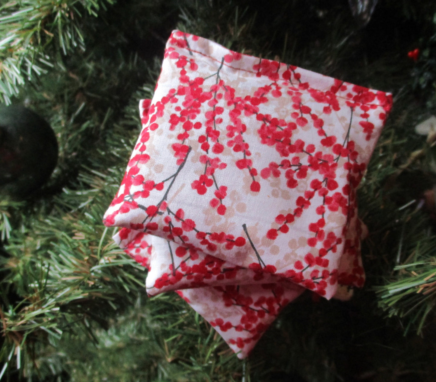 Maine Balsam Fir Red Berries on Branch Sachet Set of 3 Pine Scent Ready to Ship