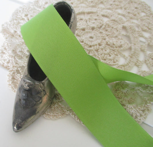 ECO Grosgrain in Lemongrass Green 1 1/2 inches wide 5 yard lengths