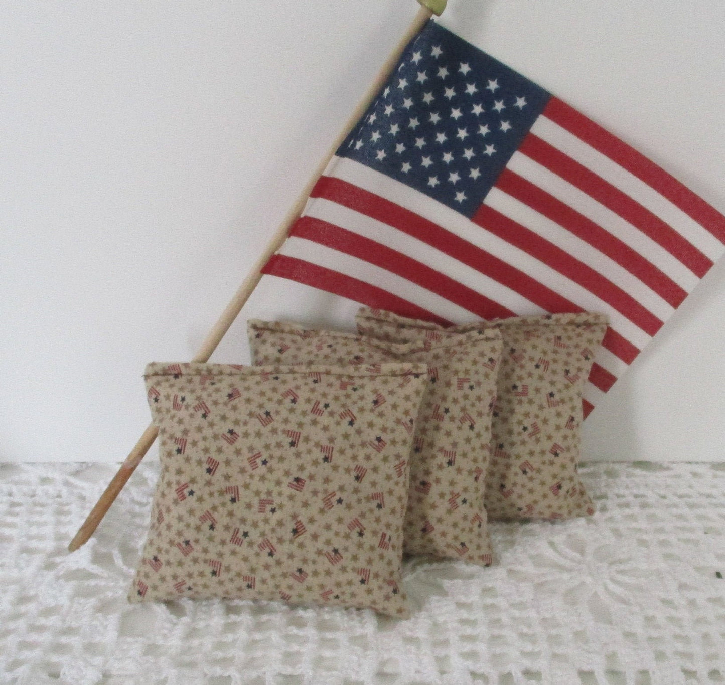 Lavender or Maine Balsam Fir Sachet set of 3 American Flag Primitive Style Ready to Ship