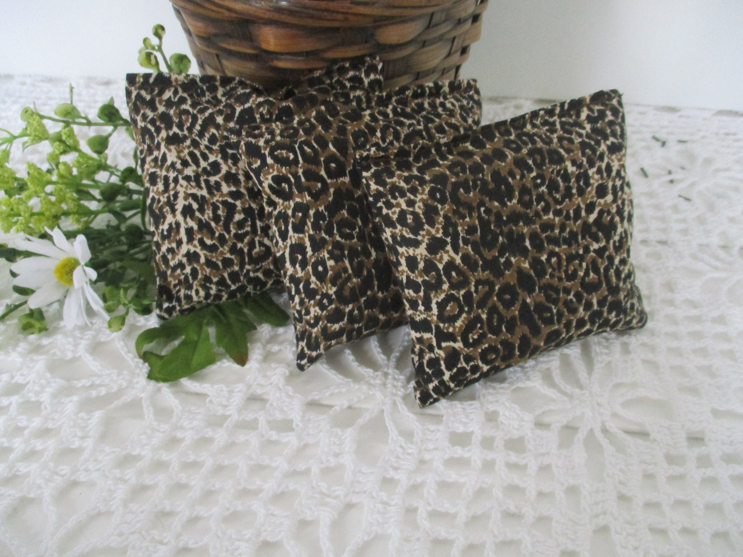 Lavender or Maine Balsam Fir Sachet set of 3 Cheetah Print Ready to Ship