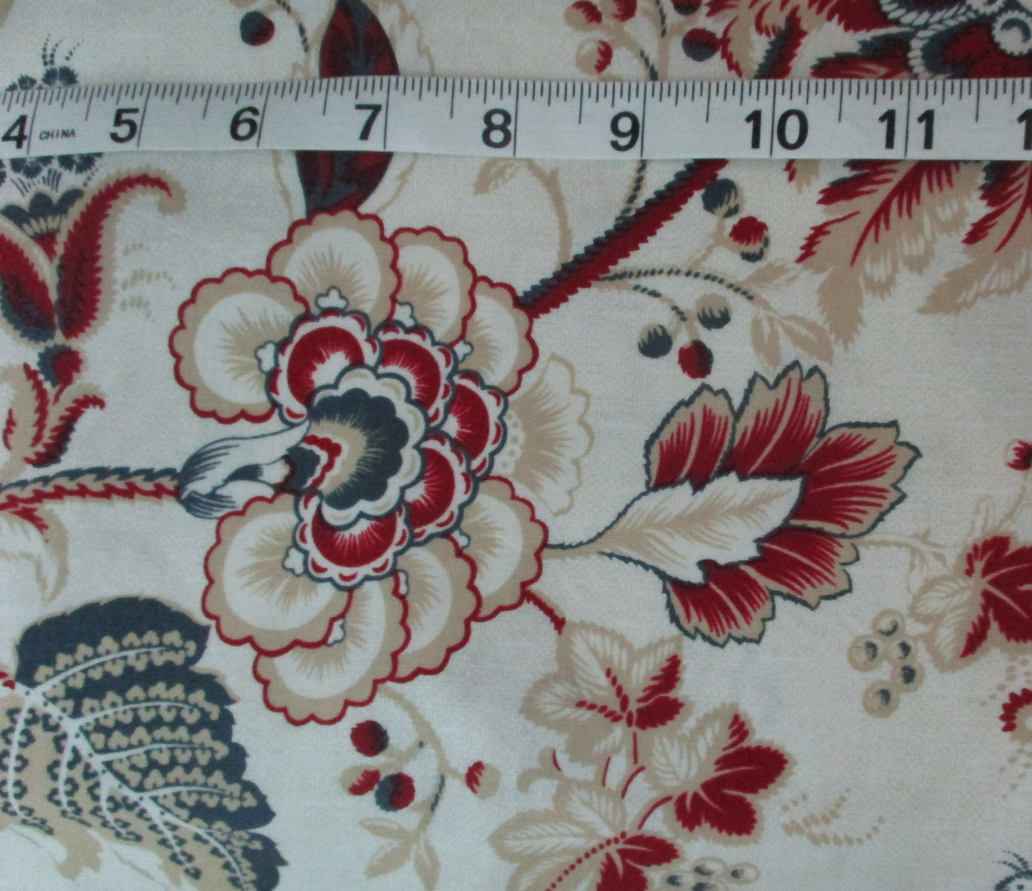 American Beauty Red White and Blue Floral Cotton Fabric By the Yard or Fat Quarter two styles by Red Rooster