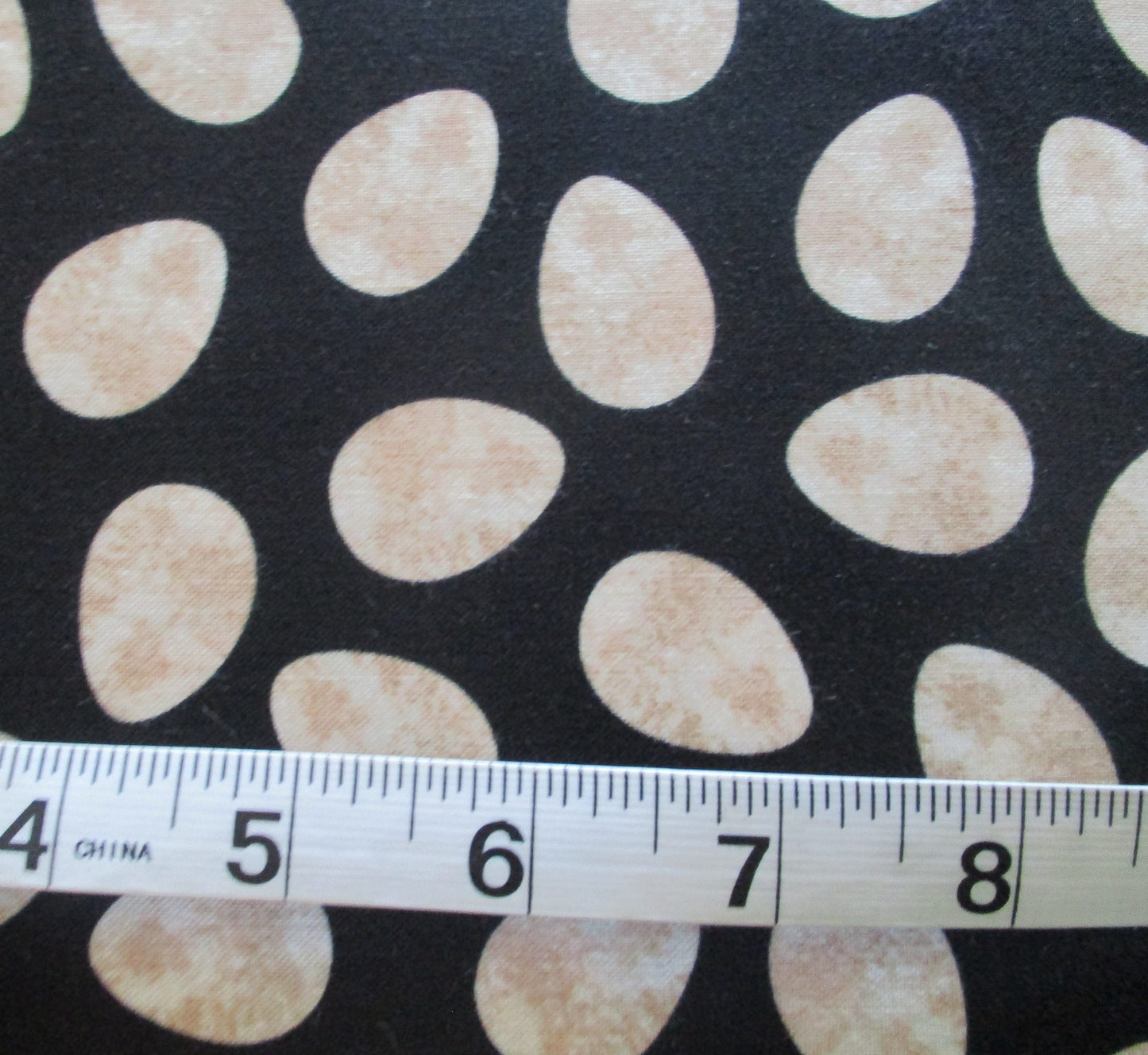 Black with Mottled Cream Eggs Design 100% Cotton Quilting Fabric By the Yard or Fat Quarter