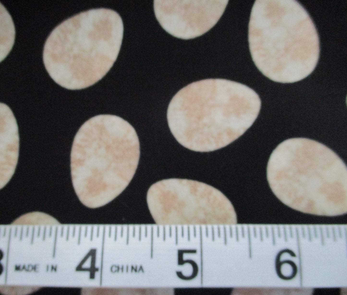 Black with Mottled Cream Eggs Design 100% Cotton Quilting Fabric By the Yard or Fat Quarter