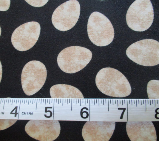 Black with Mottled Cream Eggs Design 100% Cotton Quilting Fabric By the Yard or Fat Quarter