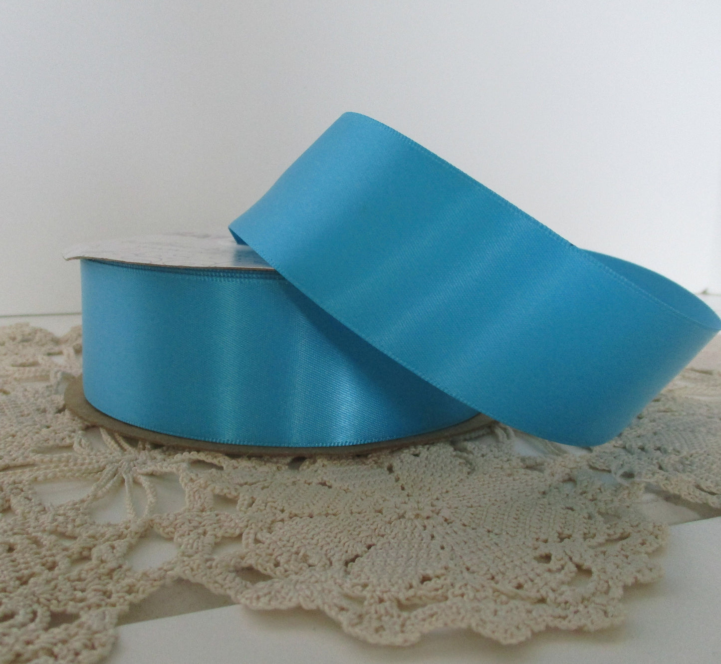 Turquoise Double Faced Satin Ribbon 1.5 inches wide by the yard or 10 yard length bridal Offray Made in USA