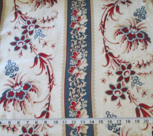 American Beauty Red White and Blue Floral Cotton Fabric By the Yard or Fat Quarter two styles by Red Rooster