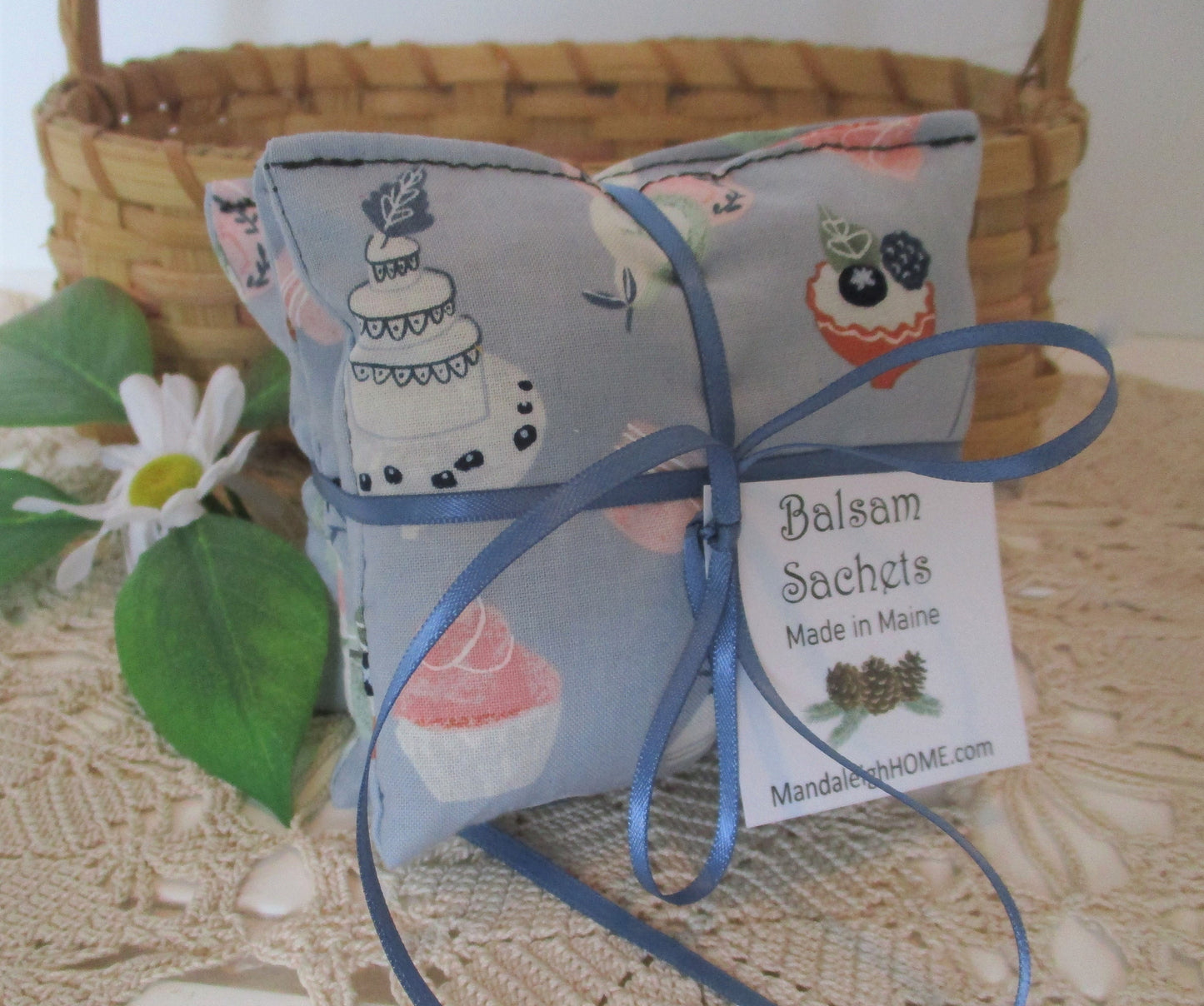 French Dessert Print Lavender Balsam or Cedar Sachet Set of 3 Free Shipping Ready to Ship Jam Cake Macaron French Dessert Foodie Cake Pear