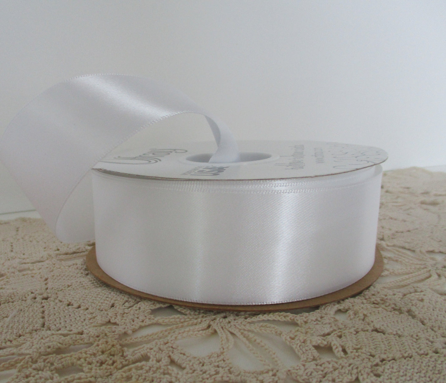 Bridal White Double Faced Satin Ribbon 1.5 inches wide by the yard or 10 yard length bridal Offray Made in USA