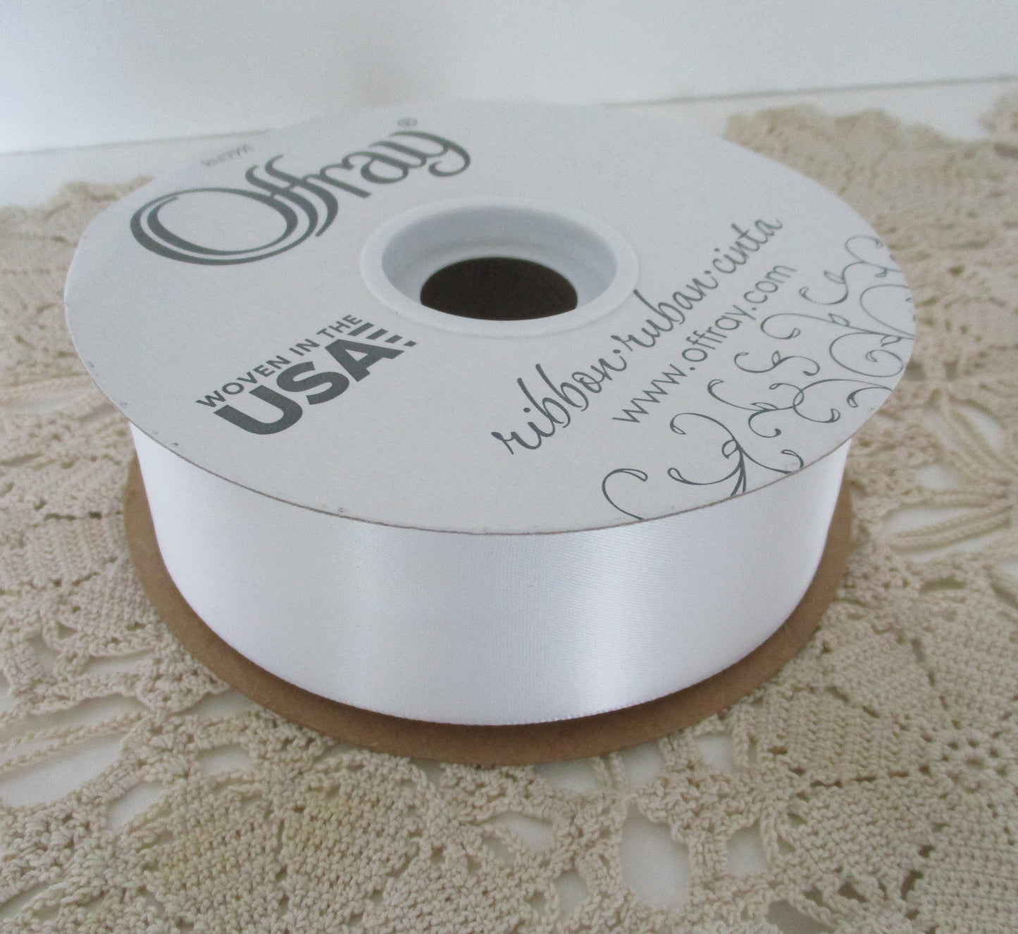 Bridal White Double Faced Satin Ribbon 1.5 inches wide by the yard or 10 yard length bridal Offray Made in USA