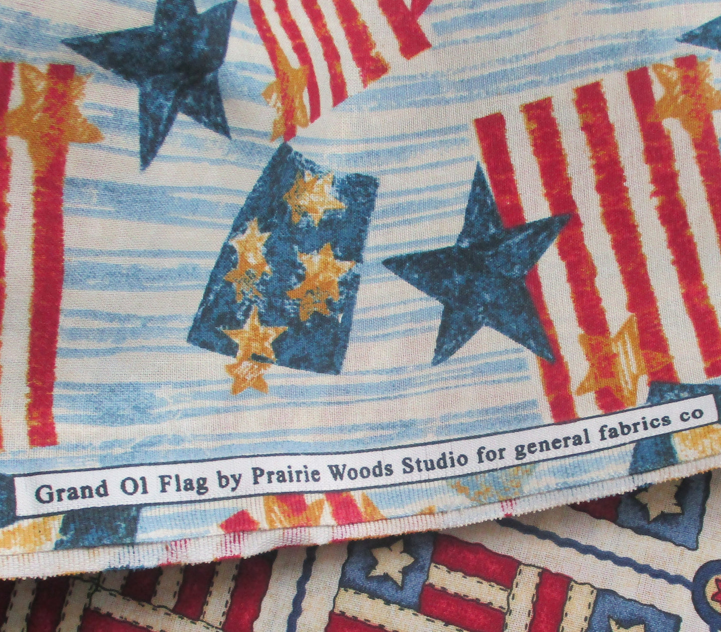 Grand Ol Flag by Prairie Woods Studio  By the Yard or Fat Quarter American Flag Patriotic Red White and Blue