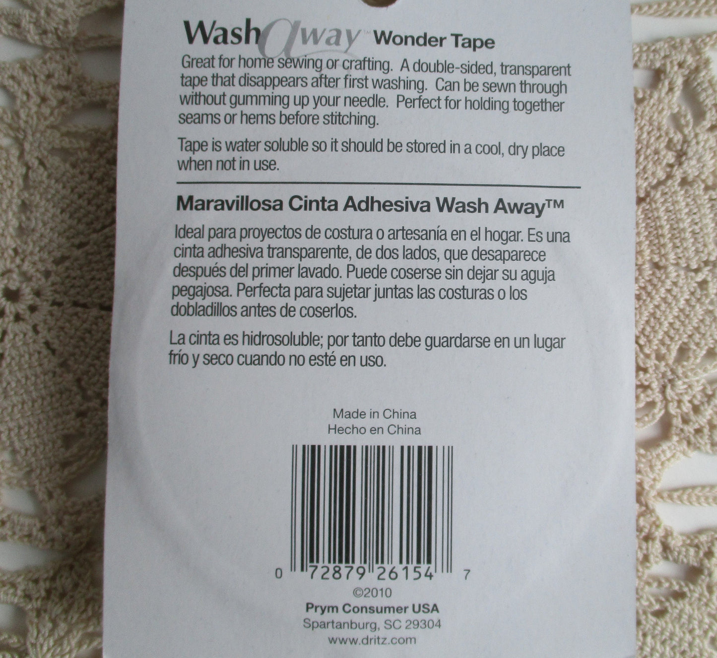 Dritz Wash Away Double sided Transparent Wonder Tape 1/4" by 10 yards