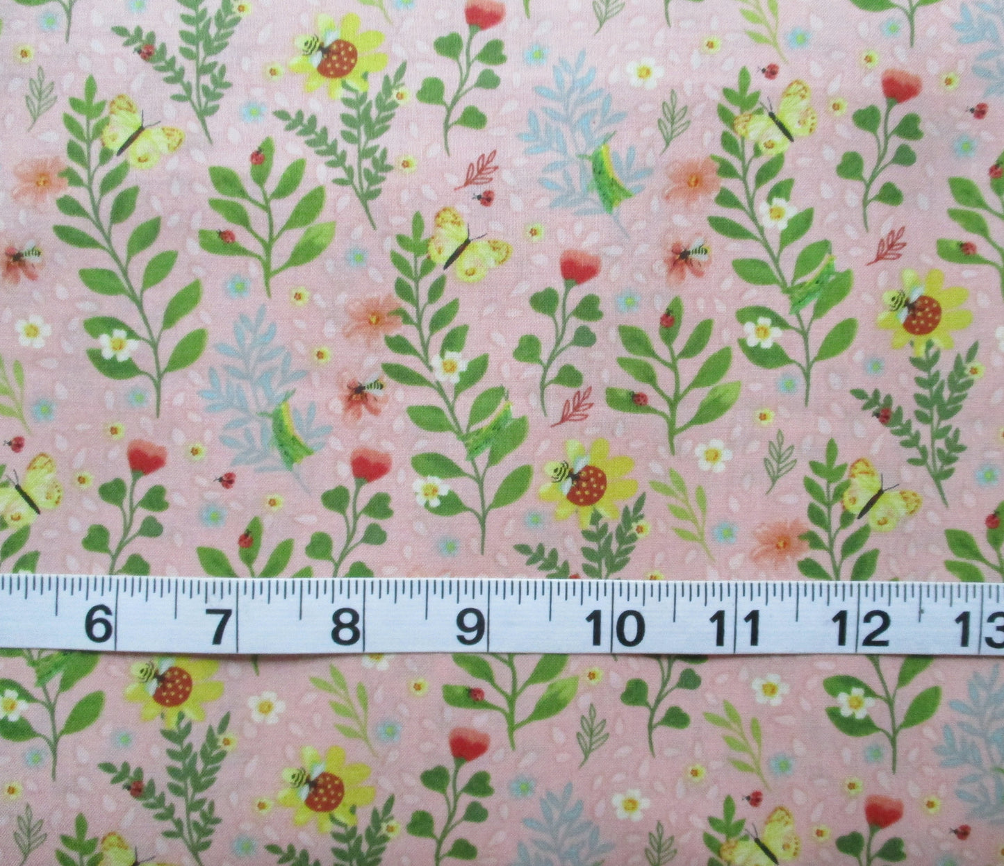 Garden Notes Floral Fabric by Clothworks 100% Cotton Quilting Cloth with Flowers, Butterflies and Bees