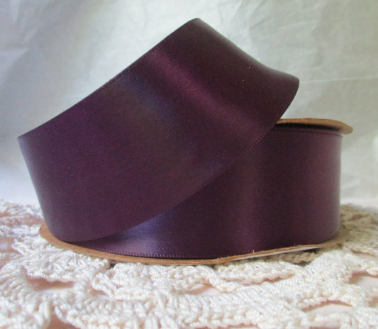 Purple Eggplant Double Faced Satin Ribbon 1.5 inches wide by the yard or 10 yard length bridal Offray Made in USA