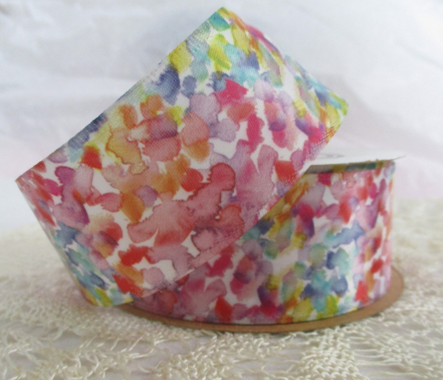 Mirror Pastel Rainbow Watercolor Print Ribbon 1.5 inches Offray