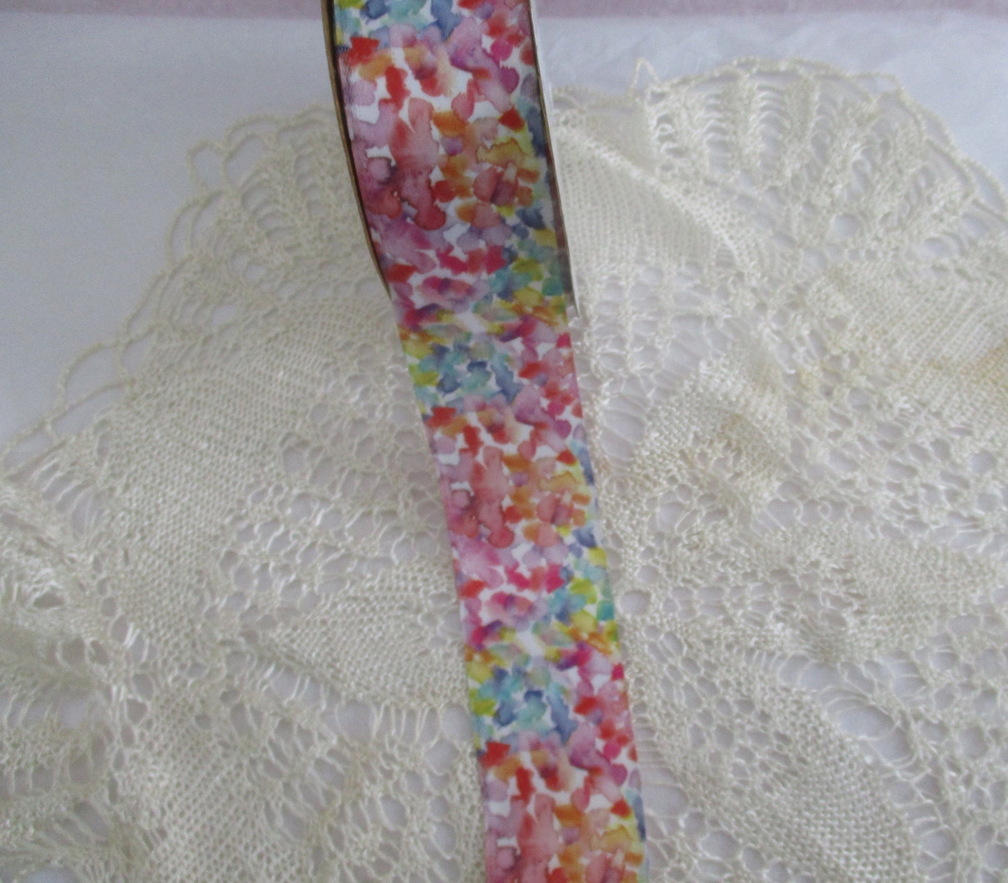 Mirror Pastel Rainbow Watercolor Print Ribbon 1.5 inches Offray