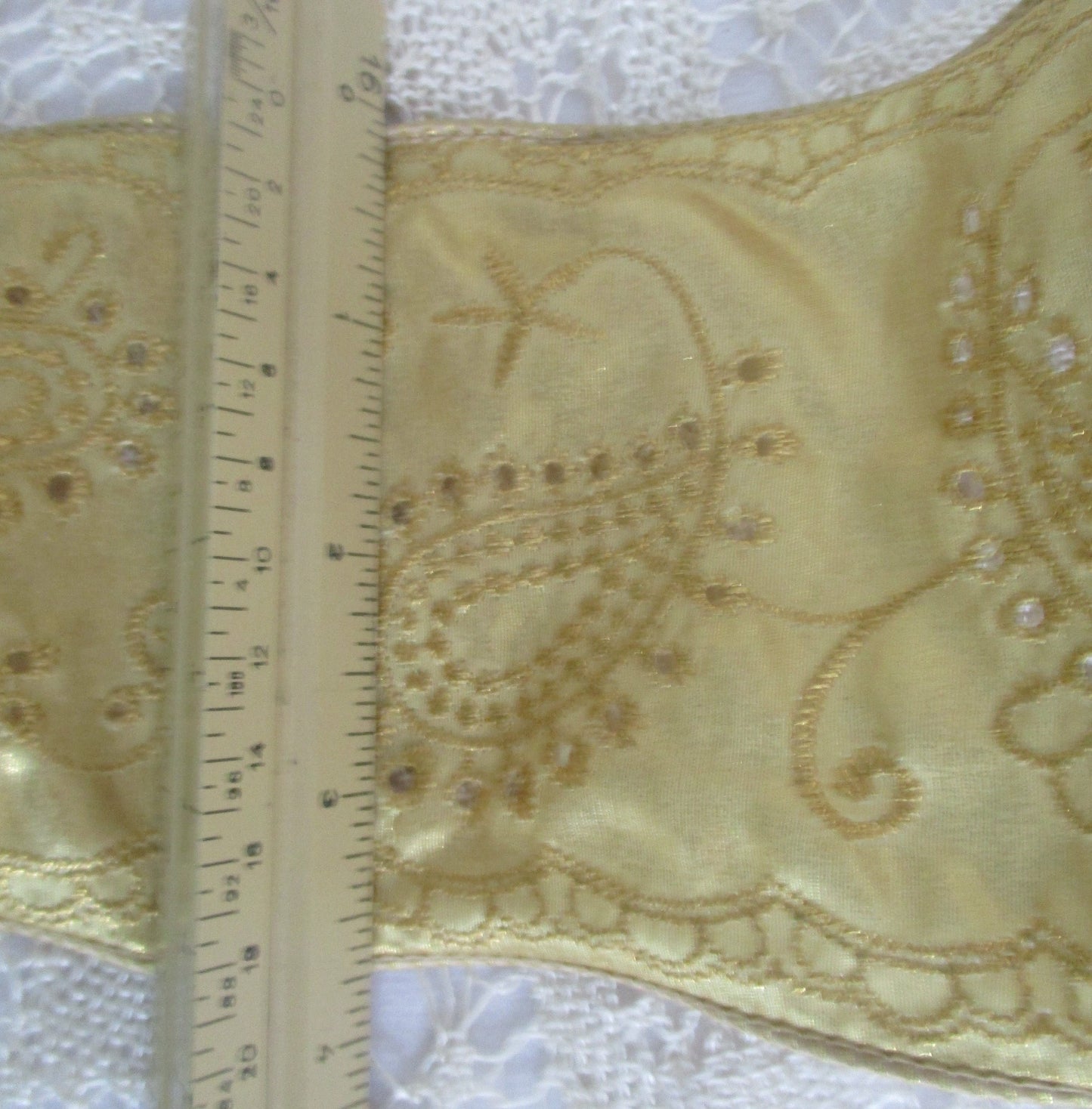 4 inch wide Eyelet Ribbon in Soft Gold by Offray