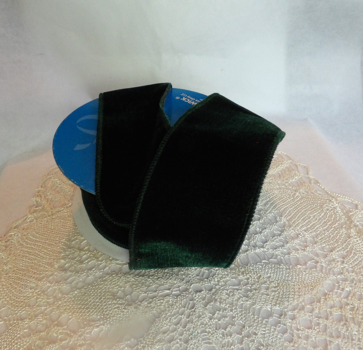 Emeliat Forest Green Emerald Green Velvet Wire Edged Lined with Gold Ribbon 2.5 inch wide by the yard or roll