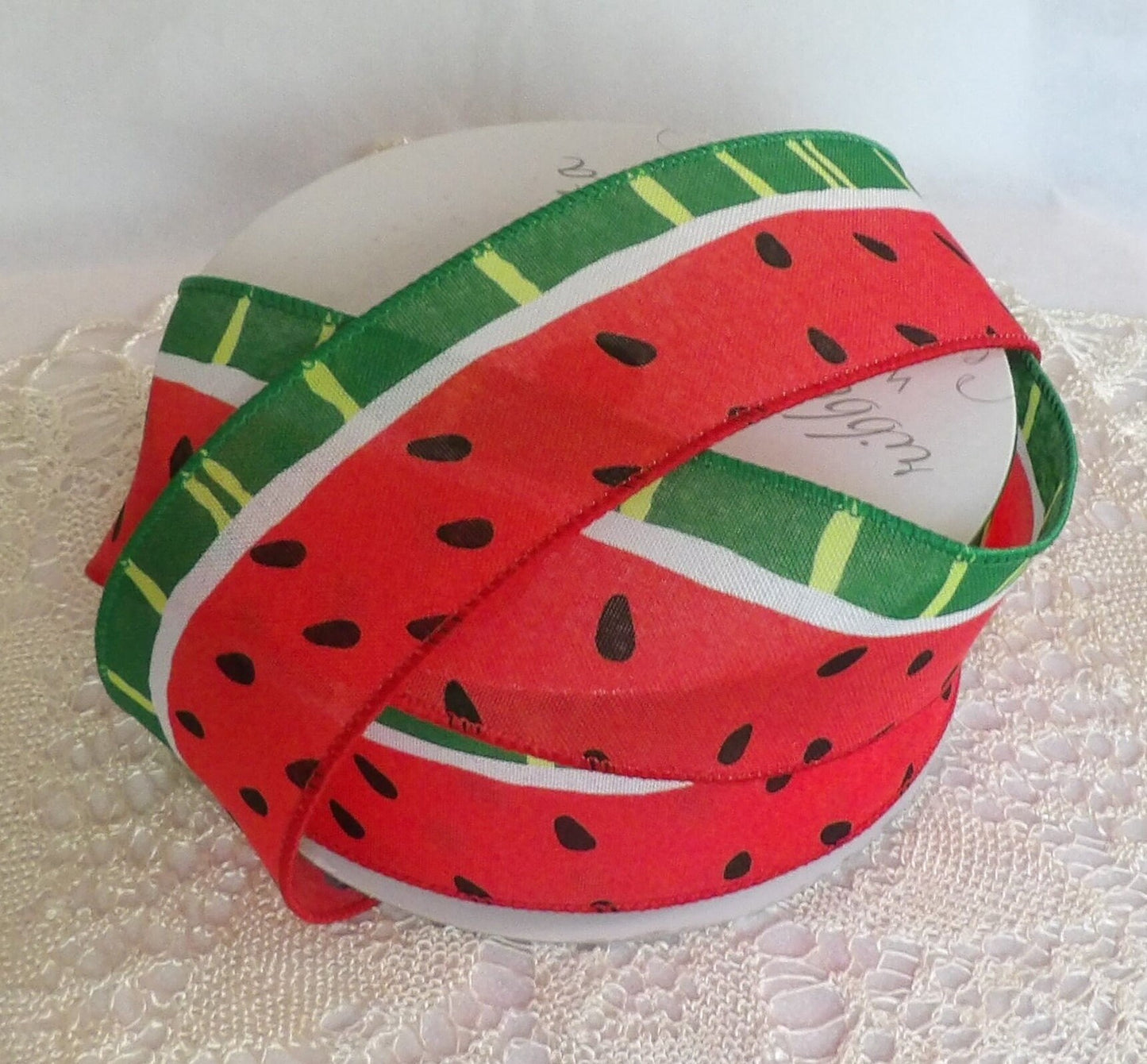 Wiley Watermelon print wired ribbon 2 1/2 inches by the yard or roll