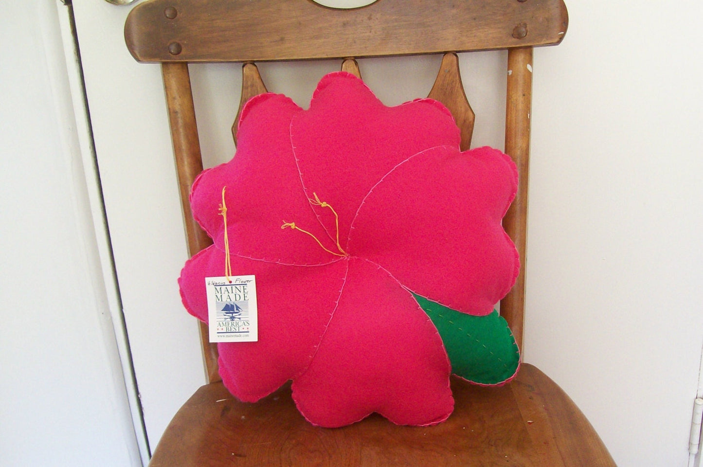 Hot Pink Felt Hibiscus Shape Accent Pillow