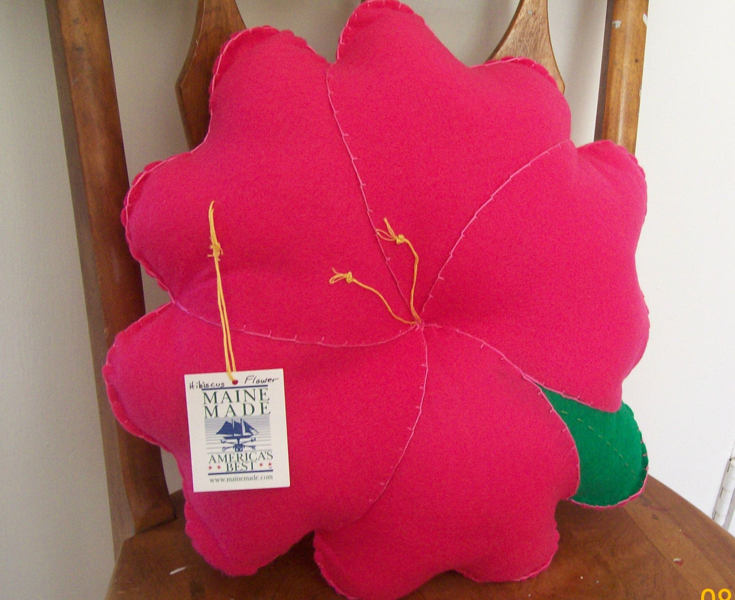 Hot Pink Felt Hibiscus Shape Accent Pillow