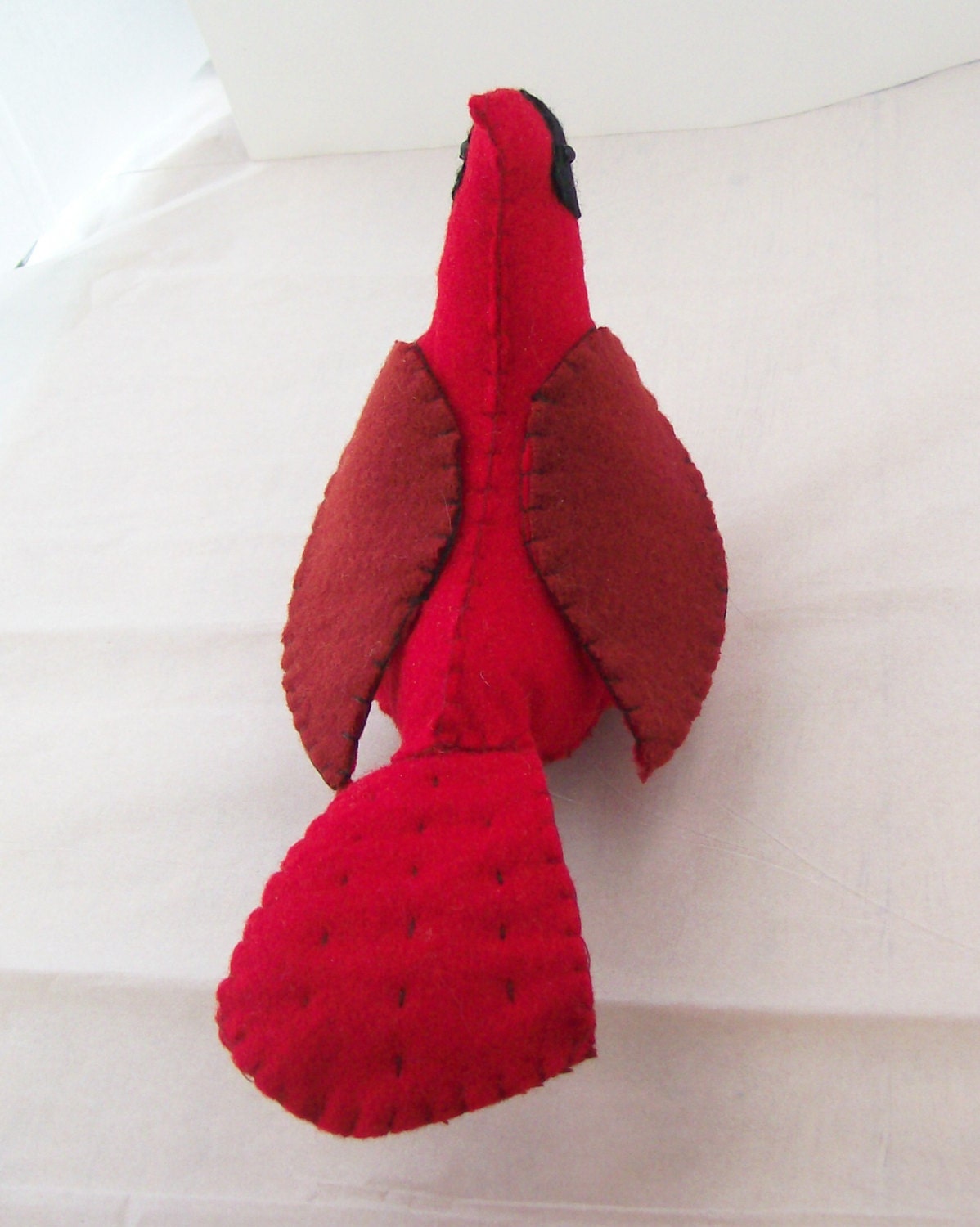 Rustic Red Cardinal Toy/ Decoration in Felt State Bird for Illinois Indiana Kentucky North Carolina Ohio Virginia West Virginia